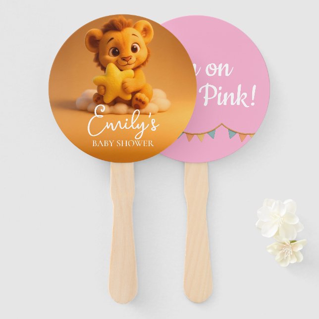 Gender Reveal Hand Fan, Little Lion. It’s a Girl Fächer (Vorne und Hinten)