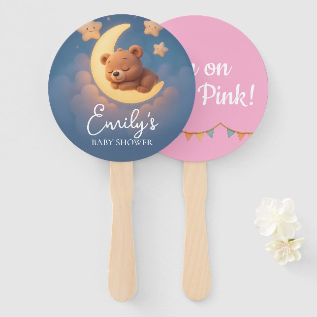 Gender Reveal Hand Fan, Teddy Bear. It’s a Girl Fächer (Vorne und Hinten)