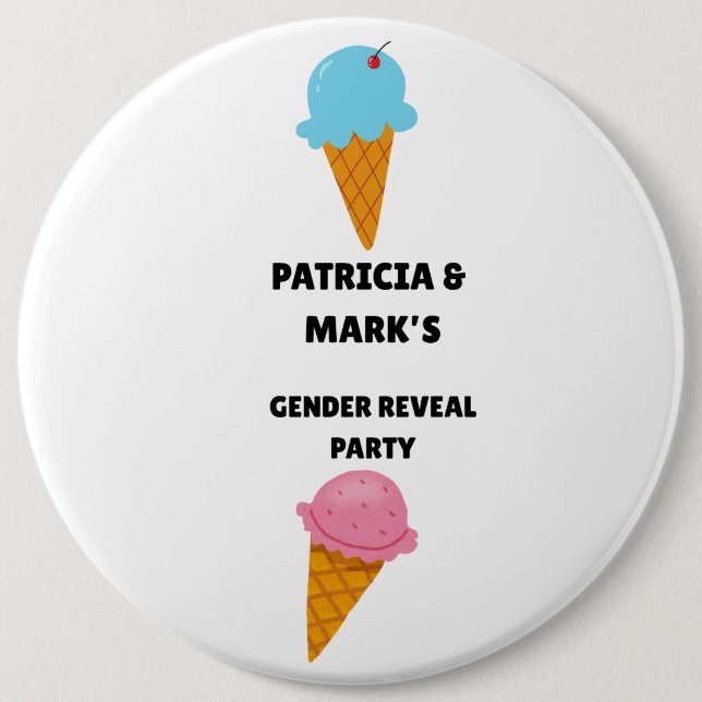 Gender Reveal Ice Cream Party Button (Vorderseite)