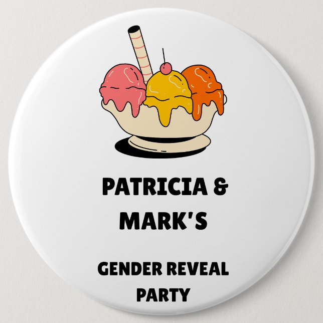 Gender Reveal Ice Cream Party  Button (Vorderseite)