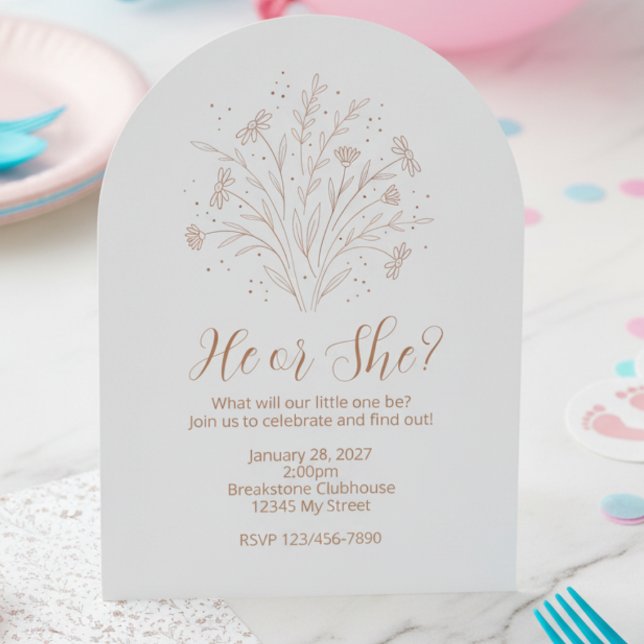 Gender Reveal Invitation - Boho Floral Arch Einladung (Gender reveal party invitation)