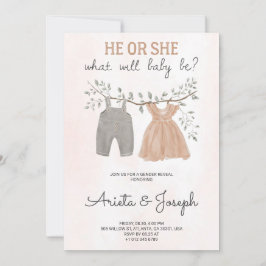 Gender Reveal Invitation card on marble surface  Einladung
