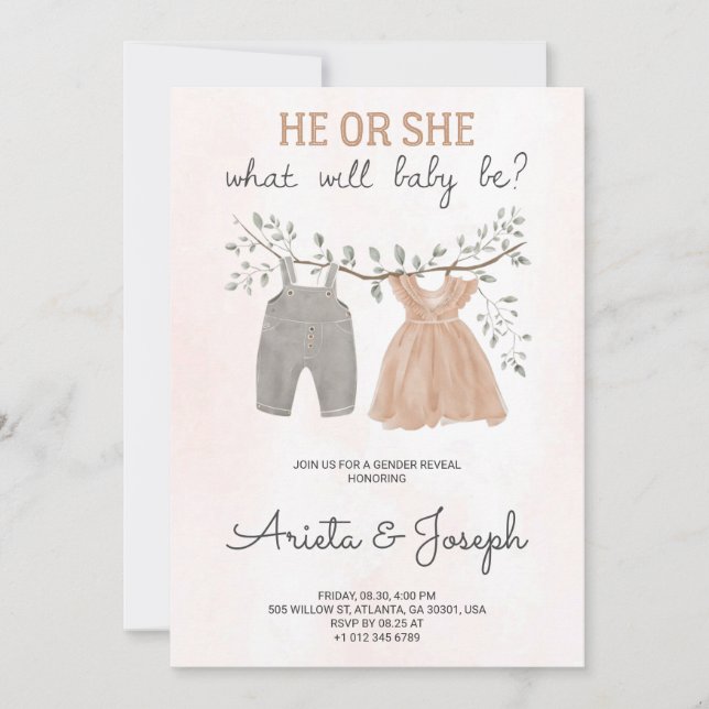 Gender Reveal Invitation card on marble surface  Einladung (Vorderseite)