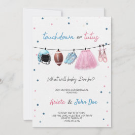 Gender Reveal Invitation card with a football,tutu Einladung