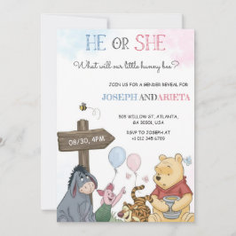 Gender reveal invitation card with joyful imagery  einladung