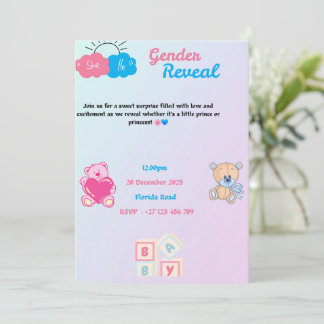 Gender reveal invitation  einladung