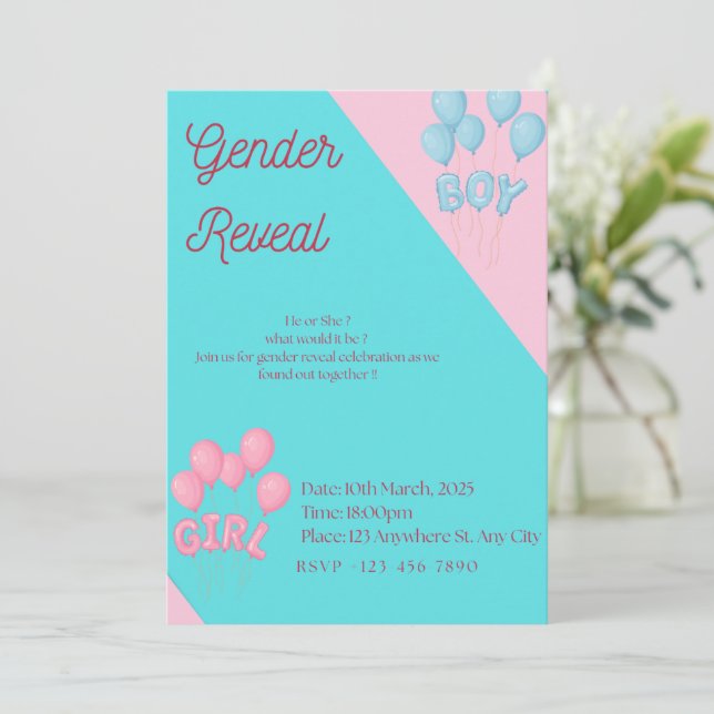 Gender reveal invitation  einladung (Stehend Vorderseite)
