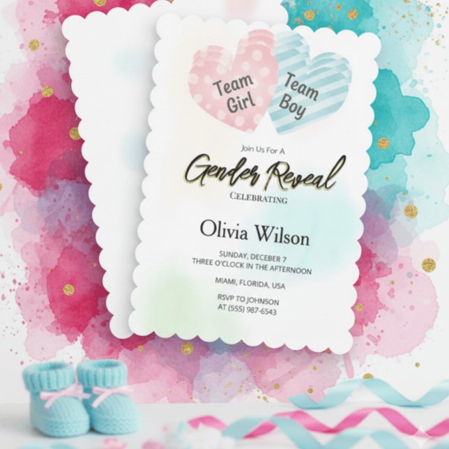 Gender Reveal Invitation – Pink & Blue Watercolor  Einladung (Von Creator hochgeladen)