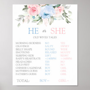 Gender Reveal Old Wives Tales Sign Poster
