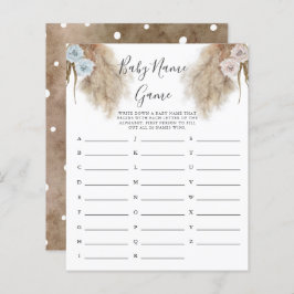 Gender Reveal Pampas Grass Baby Name Shower Game