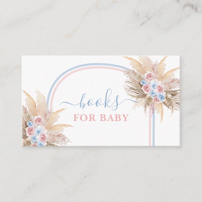 Gender Reveal Pampas Grass Books for Baby Card Begleitkarte (Vorderseite)