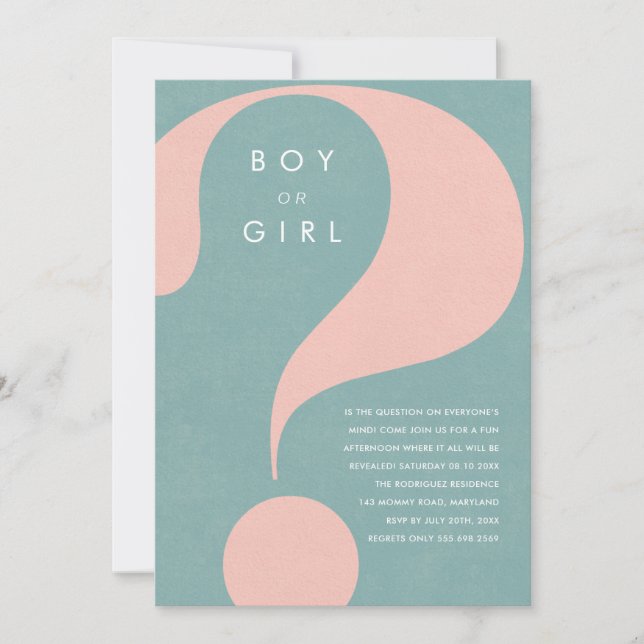 Gender Reveal Party Boy or Girl Invitation Einladung (Vorderseite)