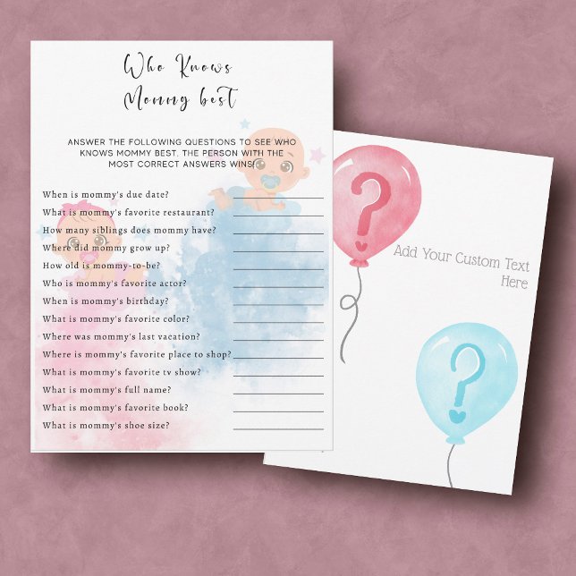 Gender Reveal Party Game Card Einladung (Von Creator hochgeladen)