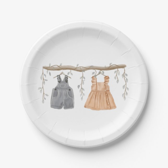 Gender reveal Party, He or She, Party Supplies  Pappteller (Vorderseite)