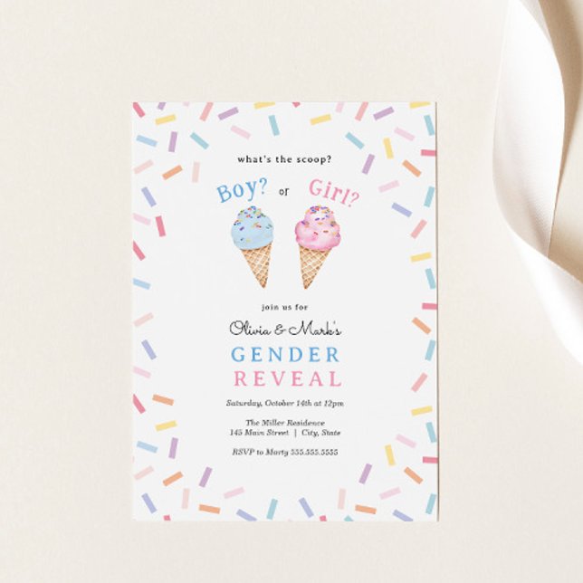 Gender Reveal Party Icecream Scoop Einladung (Von Creator hochgeladen)