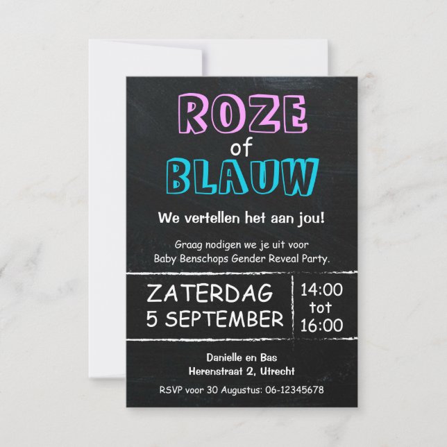 Gender Reveal Party uitnodiging Einladung (Vorderseite)