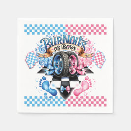 Gender Reveal Pink and Blue Bows and Tires Serviette