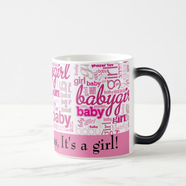 Gender Reveal PINK Baby Girl Custom Text Verwandlungstasse (Rechts)