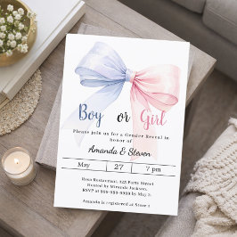 Gender reveal pink blue bow boy girl einladung