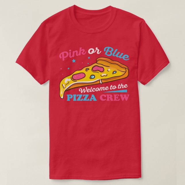 Gender Reveal Pizza Design für eine Pizza Lover T-Shirt (Design vorne)