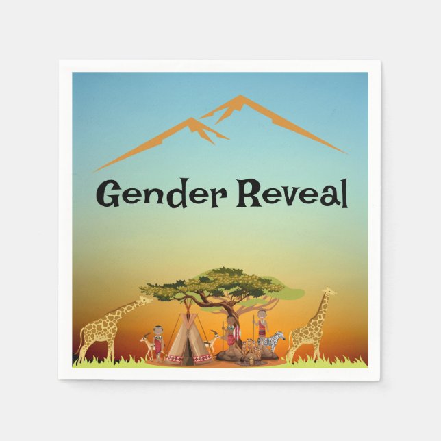 Gender Reveal Sailboat Paper Napkin Serviette (Vorderseite)