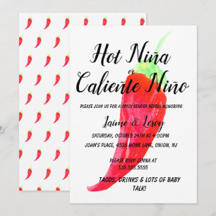 Gender Reveal scharfe Pepper Niña Niño Einladung