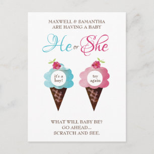 Gender Reveal Scratcher (kein echter Kratzer) Ankündigungspostkarte