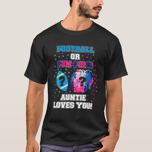 Gender Reveal Shirt Football oder Pom Pom Tanti Lo (Vorderseite)