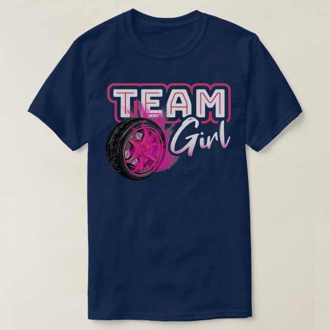 Gender Reveal Team Girl Burnouts Baby Shower Party T-Shirt (Design vorne)