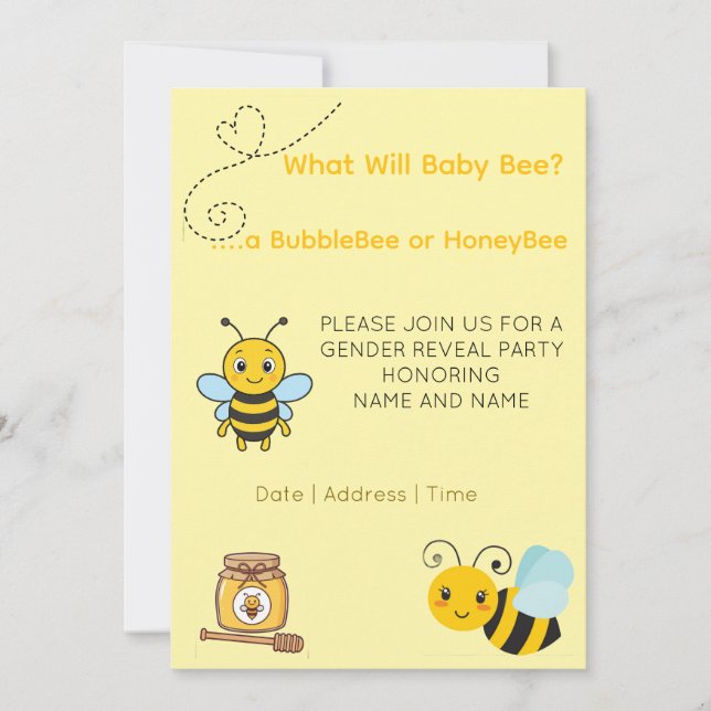 Gender Reveal Theme Bee Save The Date (Vorderseite)