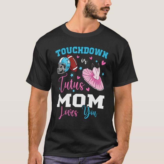 Gender reveal touchdowns or tutus mom matching bab T-Shirt (Vorderseite)