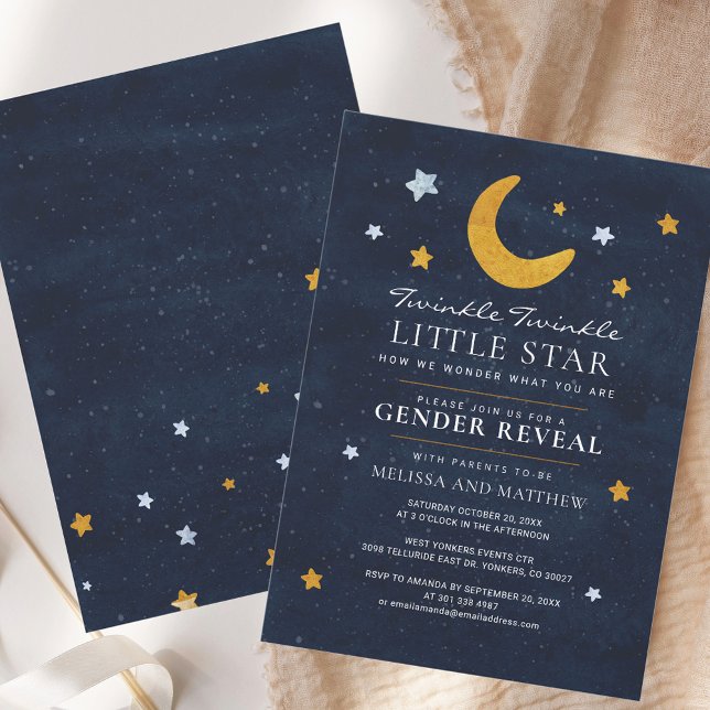 Gender Reveal Twinkle Little Moon Star Einladung (Gender Reveal Twinkle Little Moon Star Invitation)