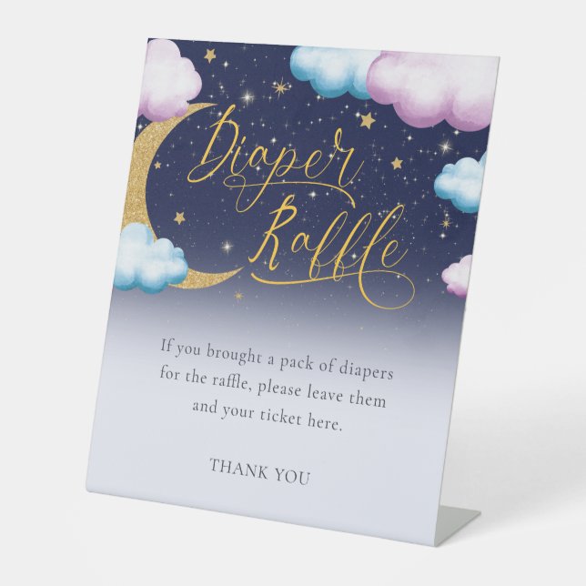 Gender Reveal Twinkle Little Star Diaper Raffle Sockelschild (Vorderseite)
