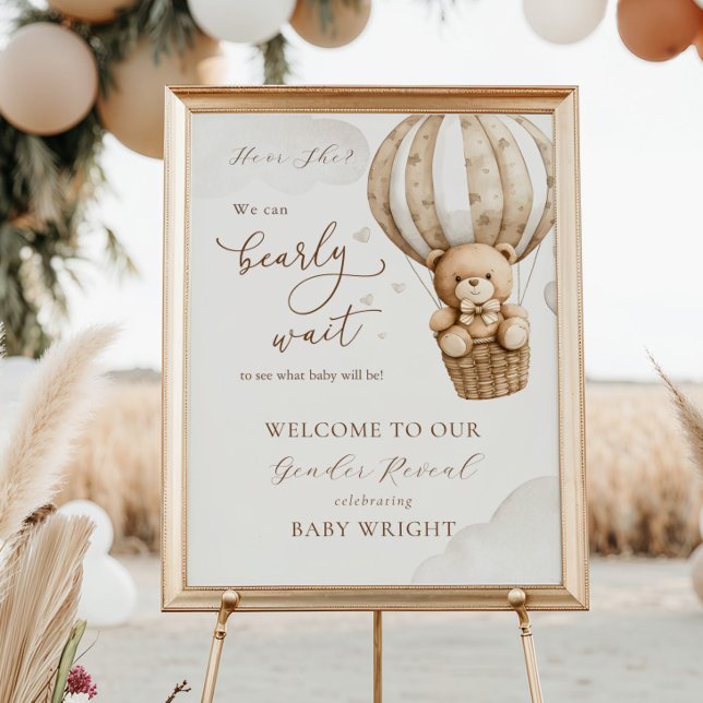 Gender Reveal Welcome Teddy Bear Baby Shower Poster (Von Creator hochgeladen)