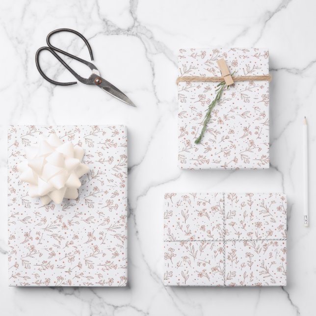 Gender Reveal Wrapping Paper - Boho Floral Geschenkpapier Set (Vorderseite)