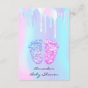 Gender Revival Baby Shower Feet Holographic Tropfe Einladung