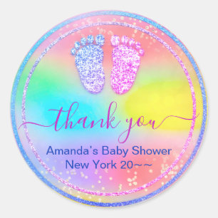 Gender Revival Baby Shower Holographic Unicorn Runder Aufkleber