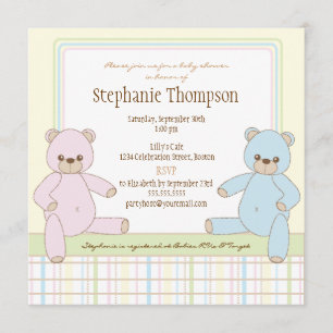 Gender Surprise Teddy Bears Babydusche Einladung