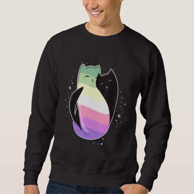 Genderfae Cat Flag Nonbinary Transgender LGBT Blac Sweatshirt (Vorderseite)