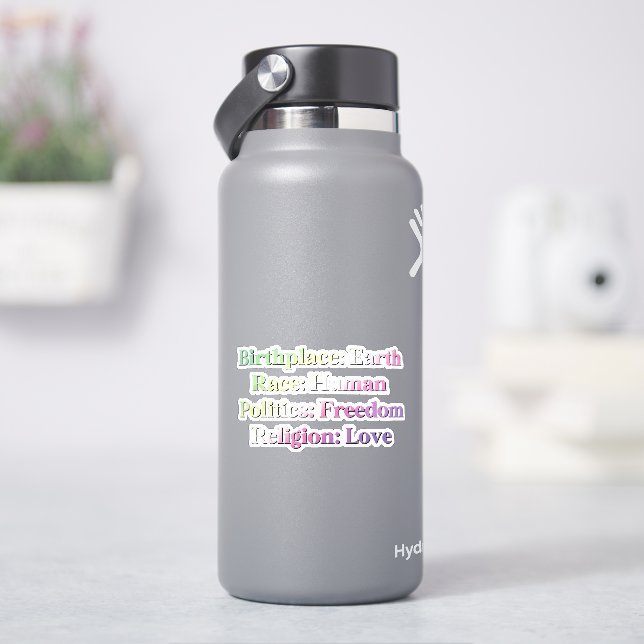 Genderfae Pride - Geburtsort: Erde. Rasse: Mensch Aufkleber (HydroFlask)