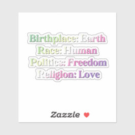 Genderfae Pride - Geburtsort: Erde. Rasse: Mensch Aufkleber