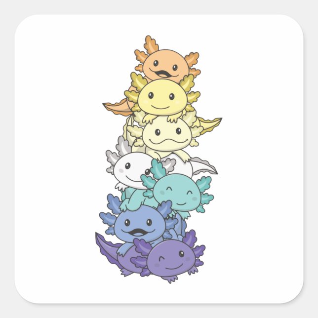 Genderfaun Flag Gay Pride Lgbtq Axolotl Quadratischer Aufkleber (Vorderseite)