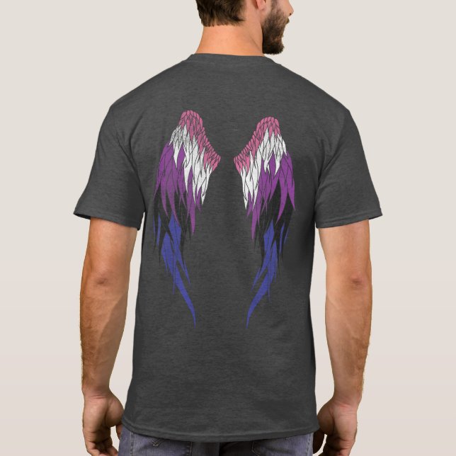 Genderfluid Flag - Angel Wings T-Shirt (Rückseite)