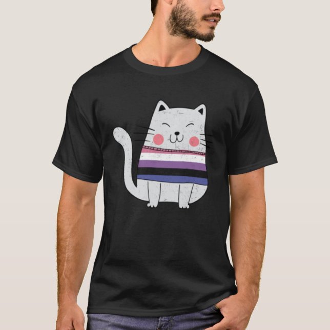 Genderfluid Flag LGBTQ Cats Pride Cat T-Shirt (Vorderseite)