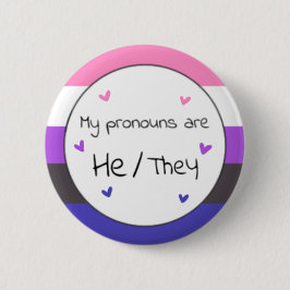 Genderfluid He/they Pronoun Button