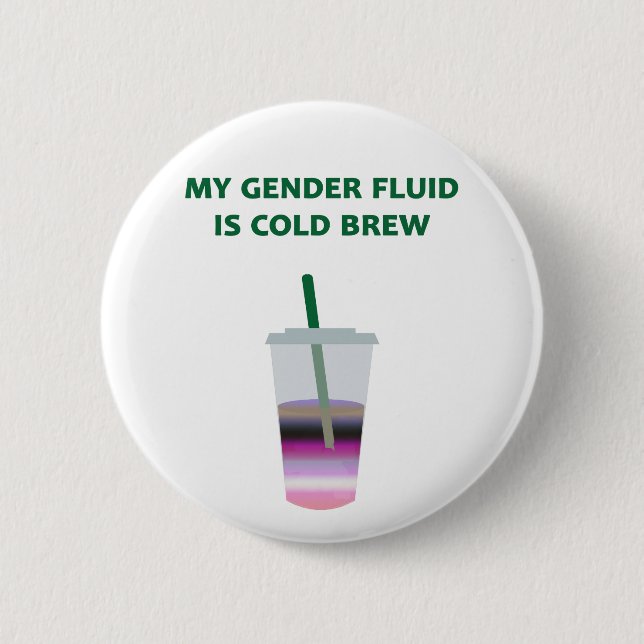 Genderfluid kaltes Gebräu Button (Vorderseite)
