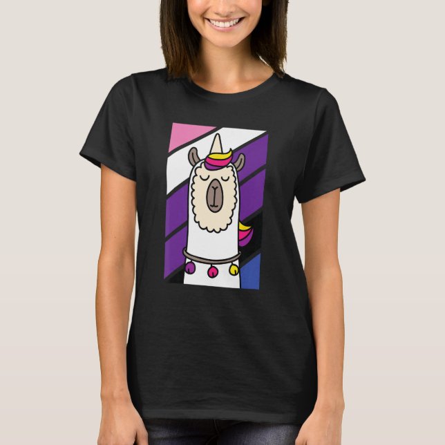 Genderfluid Llama LGBT-Q Funny Alpaca Einicorn Pri T-Shirt (Vorderseite)