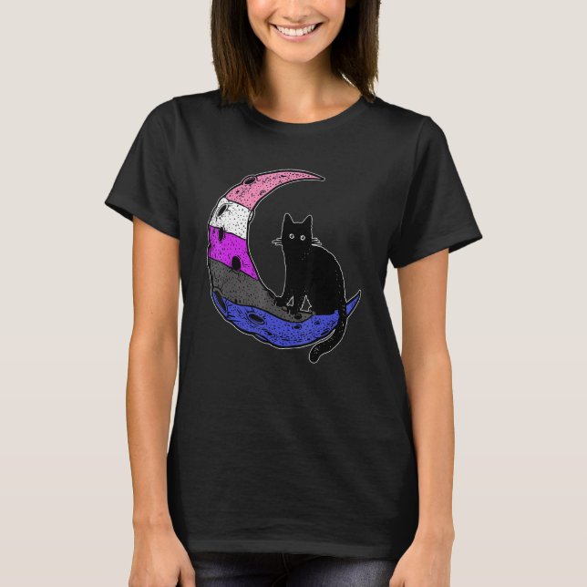Genderfluid Moon Cat Pride Flag LGBT Subtle Gay No T-Shirt (Vorderseite)