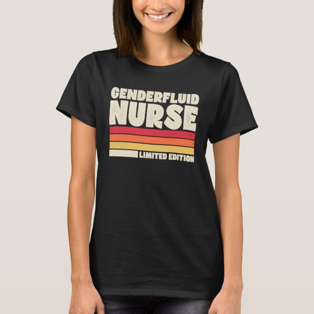 Genderfluid Nurse  Retro Vintage Style T-Shirt (Vorderseite)