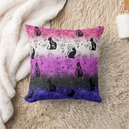 Genderfluid Pride Black Cat - Mystische Hexe Kissen